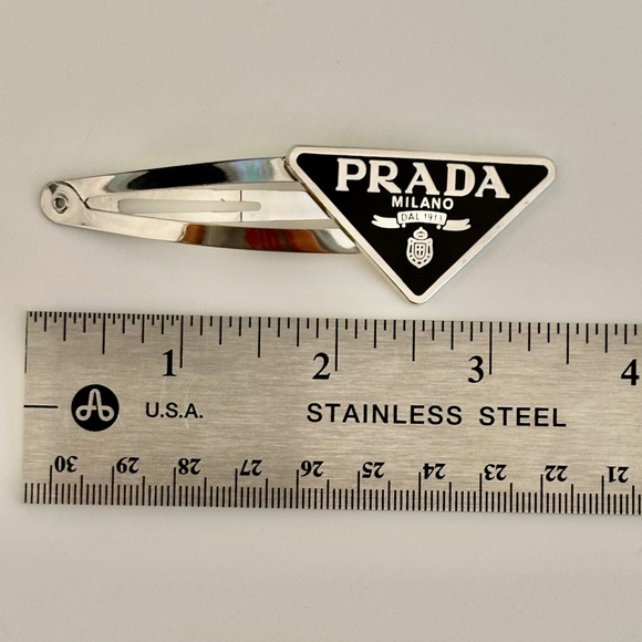Prada Triangle Logo Hair Clips - Picture 3 of 3